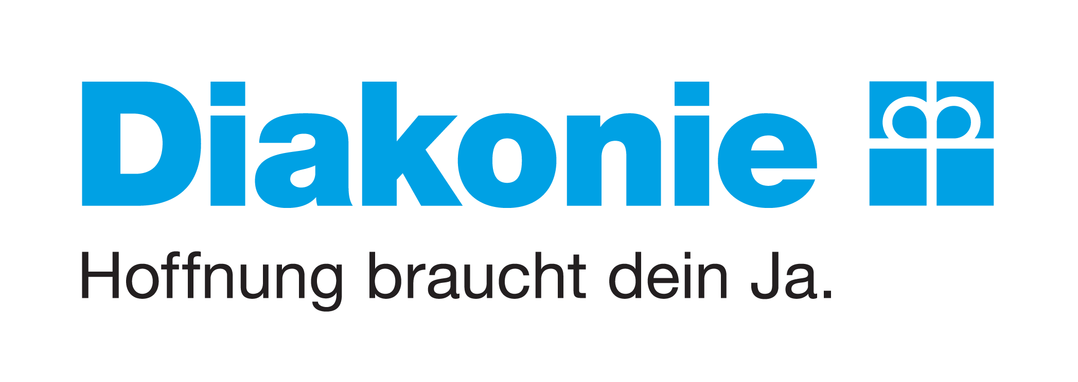 Diakonie-Logo mit dem Slogan „Hoffnung braucht dein Ja.“